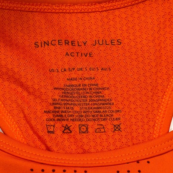 Sincerely Jules Womens‎ Active Sports Bra Top Orange Racerback Size Small - Picture 3 of 5